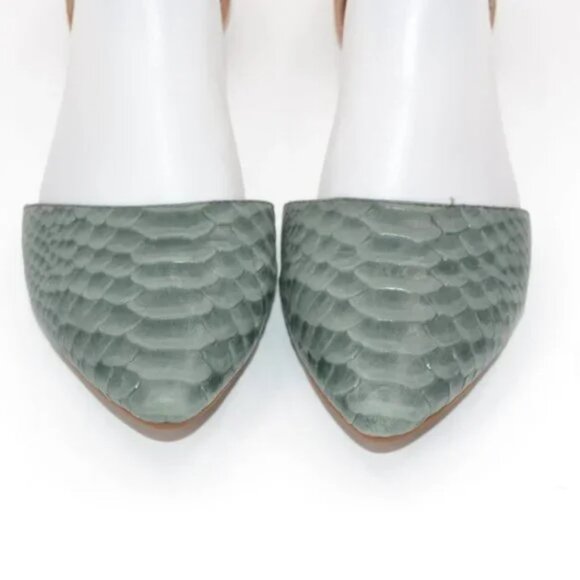 Jeffrey Campbell Teal Aqua Blue Green Snakeskin Leather Flats Court Shoes 6.5 - Picture 3 of 7